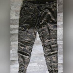 SOVEREIGN STATE L Camo Cargo Joggers Olive Brown Utility Streetwear Casual Pants